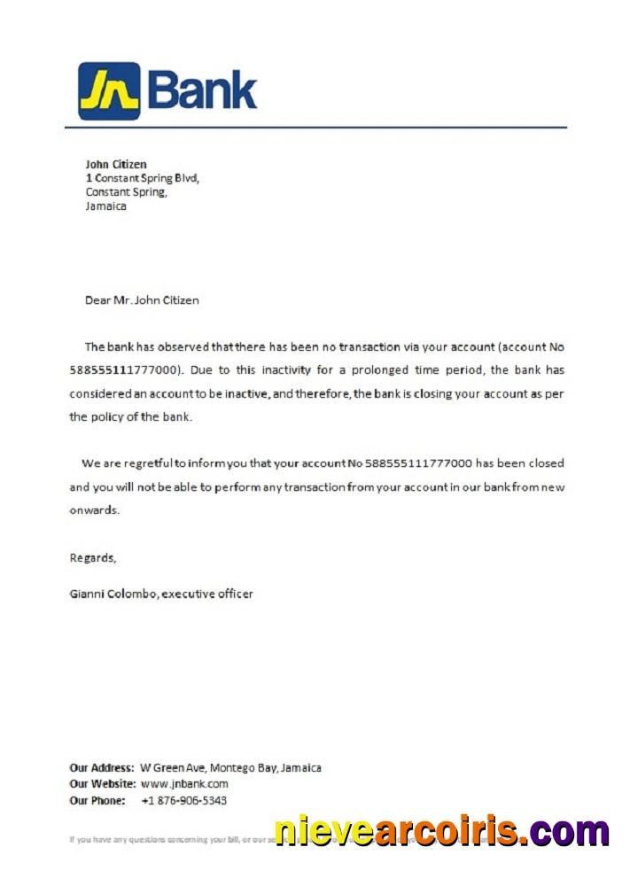 Jamaica National Bank closure reference